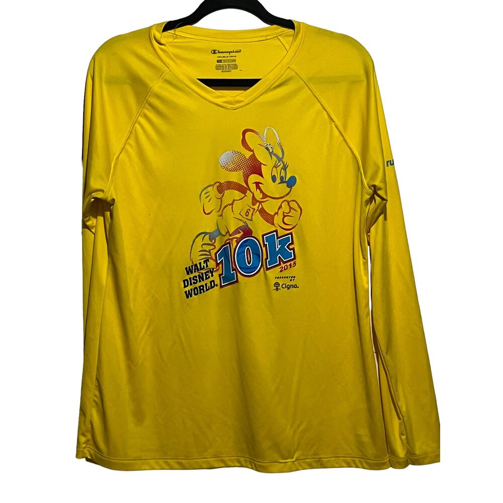Champion Minnie Mouse Run Disney World 10K 2015 Shirt Size XL Yellow Long Sleeve